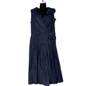 Women's Sleeveless Navy Blue Wrap‎ Dress Size 16